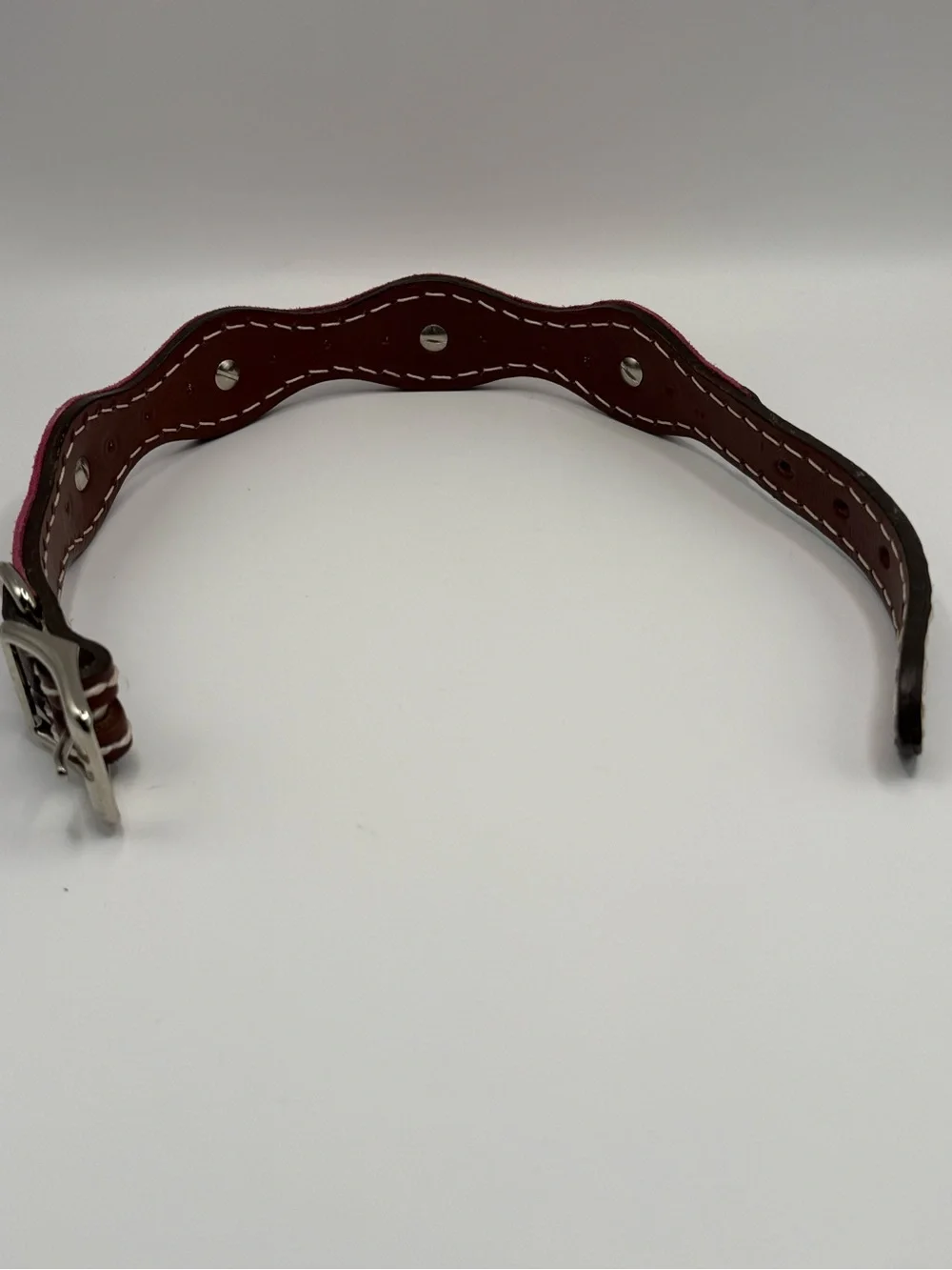 Weaver Pet Pink Vintage Paisley Leather Dog Collar 19” Western Tooled Look